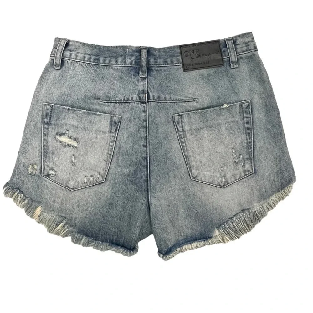 One Teaspoon Le Wolves Distressed Cutoff Jean Shorts High Rise Size 24 US 2 NEW